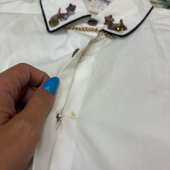 Vintage Sharon Young Westy Scotty Dog Shirt Button Embroidered size 6 - Picture 5 of 10